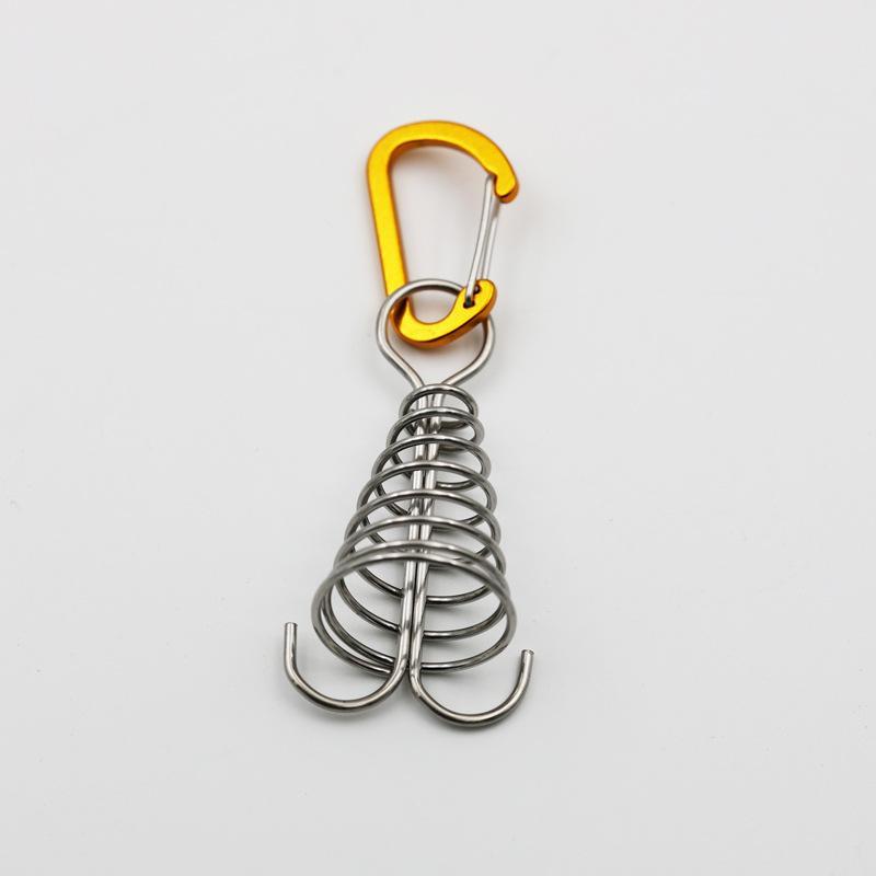 1Pcs Stainless Steel Fixed Tent Rope Buckle Wooden Hook Spring Wind Rope Outdoor Camping Octopus Rope Buckle Camping Deck Nail