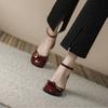 Elegant Bowtie Mary Janes Woman Chunky High Heels Lolita Shoes Ladies Ankle Strap Cut-Out Sandals Designer Pumps Femmes