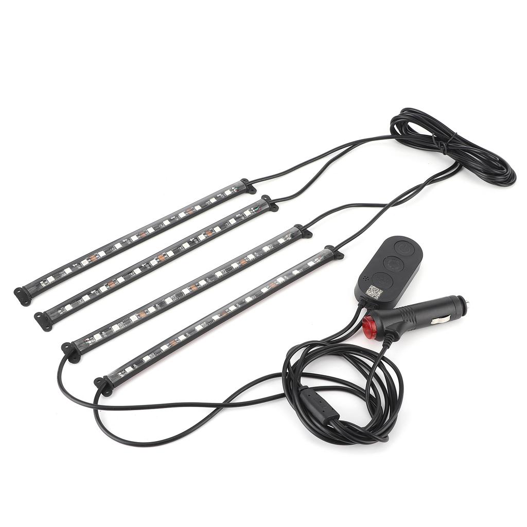 Interior Ambient Light Dynamic Decorative 4 RGB Lamp Strips Remote Control by Phone Bluetooth APP