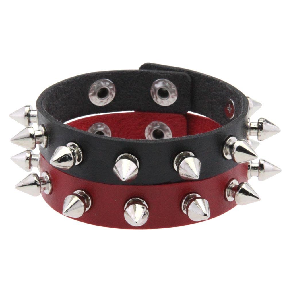 Black Goth Bracelets For Women Punk Boho Emo Spike Rivets PU Leather Bracelet Cuff Bangles Festival Jewelry Party Gifts
