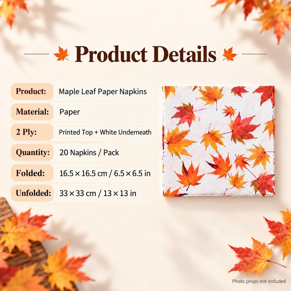 Maple Leaf Paper Napkins 20pcs