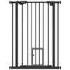 Extra Tall Pet Gate, Indoor Dog Safety Gate, with Cat Flap, Auto Close, 74-80cm Wide - Black
