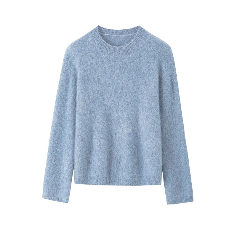 2026 Women's Loose Knit Pullover - Wool, Mulberry Silk, Cashmere Sweater with Brushed Yarn