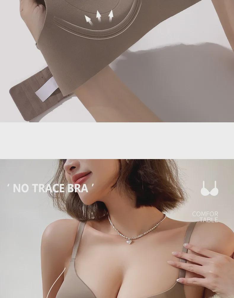 Damen Nahtloser Deep-V BH mit Weicher Stütze: Kleiner Brustvergrößerer, Hängeschutz, Ohne Bügel, Seitliche Brustsammlung.