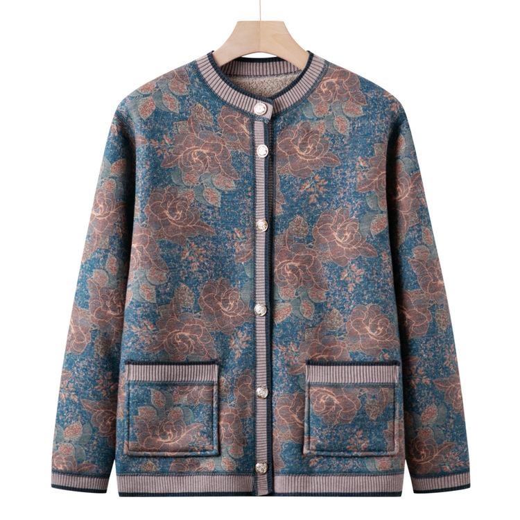 People Add Velvet and Thicken Autumn and Winter Sweaters. Female Mothers Wear New Cardigan Sweaters and Grandma's Autumn Coats.