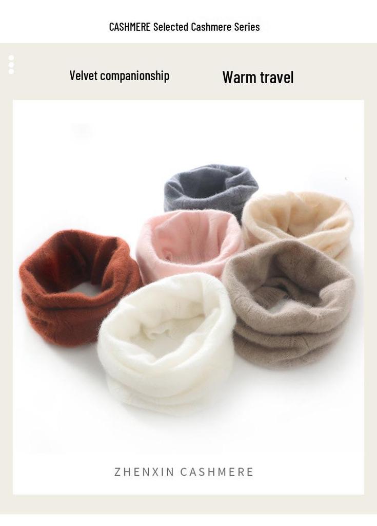 100% Pure Cashmere Women's Hollow Knit Neck Gaiter Scarf - Warm, Cold Protection, Korean Style
