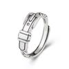 Verstelbare Open Ring Met Vintage Riemgesp Bedel Ketting Detail Sterling Unisex Retro Geometrisch Vinger