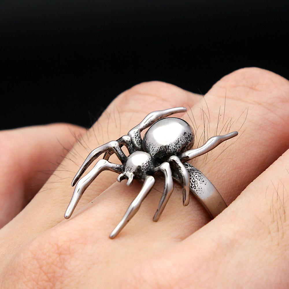 Anello Design Ragno Stile Gotico Unisex Anelli per Coppia Moda Halloween Acciaio Inossidabile Fascia