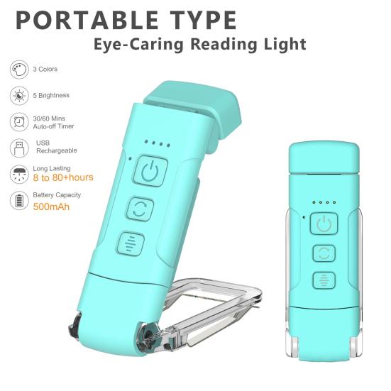 LED Book Light Reading Lamp 3 Color Temperatures Dimmable Eye-Friendly Flicker-Free Super Bright USB Rechargeable Clip-on Lamp