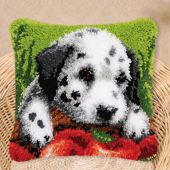 Animal Cat Dog Latch Hook Cushion Kits Pillow Case Crochet Crafts Yarn For Love &Heart Embroidery Cushion Sofa Bed Cover 