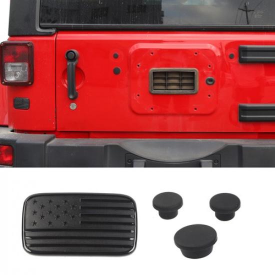 4Pcs Rear License Plate Delete Cover & Tailgate Plug Cover for Jeep Wrangler JK
