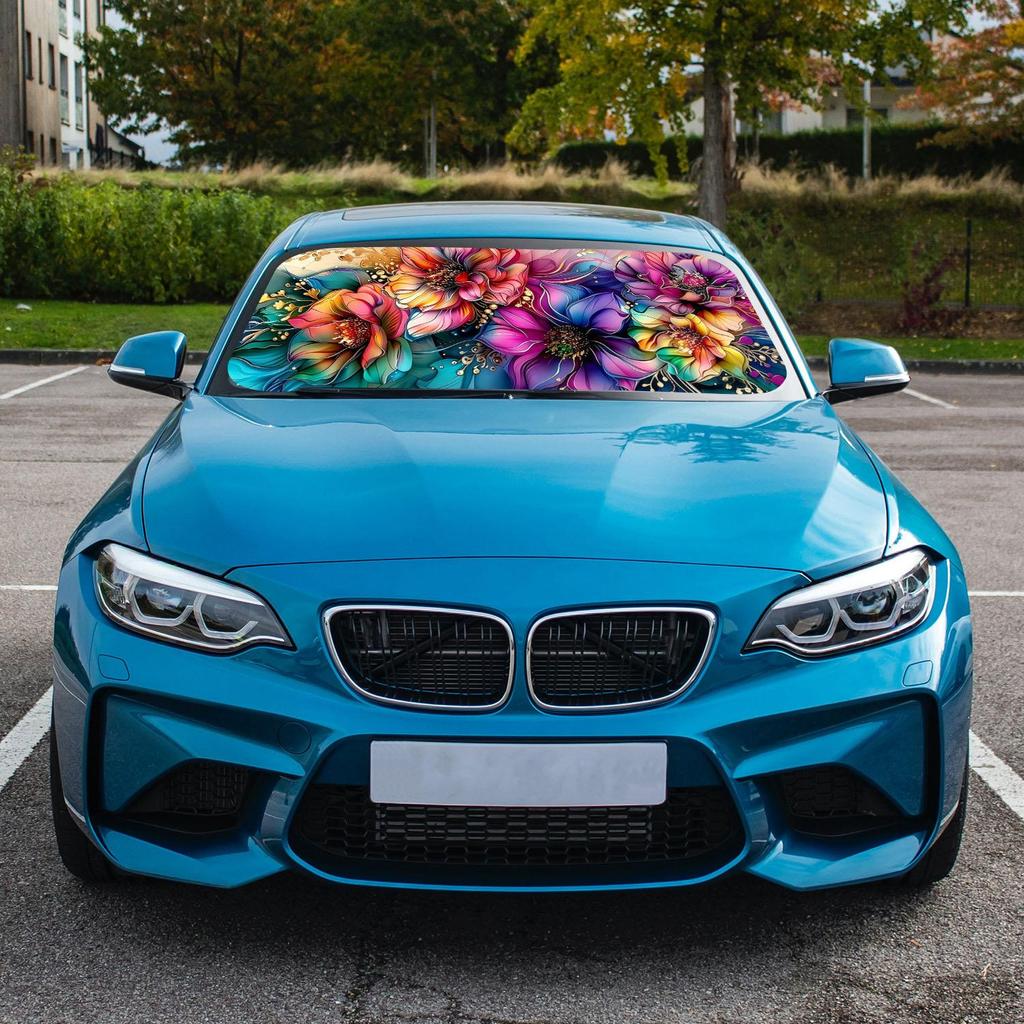 1Pcs T-Rex Dinosaur Pattern Windshield Sunshade UV Rays Heat Blocker Keeps Vehicle Cool Unique Design Fit Sedans SUVs Trucks