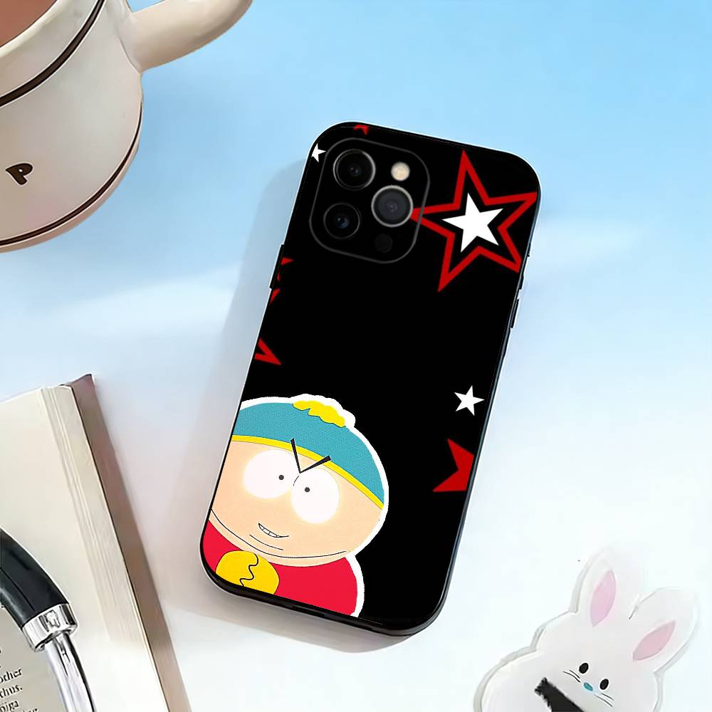 C-Cartoon S-Souths P-Park  Phone Case For iPhone 17,16,15,14,13,12,11 Plus,Pro Max,XS,Soft Silicone Black Cover