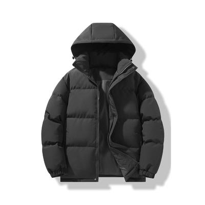 Veste d'hiver rembourrée en coton pour homme Jianheng Veste d'hiver rembourrée en coton style américain pour homme Couleur unie à capuche Coupe ample Épaisse Veste rembourrée en coton pour femme.