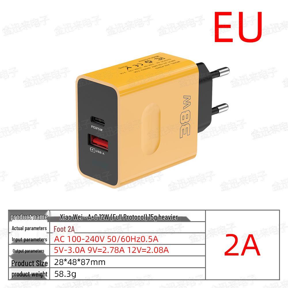 Carregador Rápido USB+PD de Porta Dupla 38W com Carregamento Rápido (UE / EUA / UK Plug)