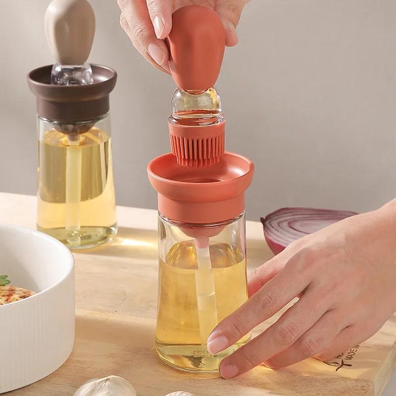 Measurable Seasoning Container Oil Bottle Kitchen Silicone Quantitative Outdoor with Brush Barbecue Spray Bottle Cooking Tools
