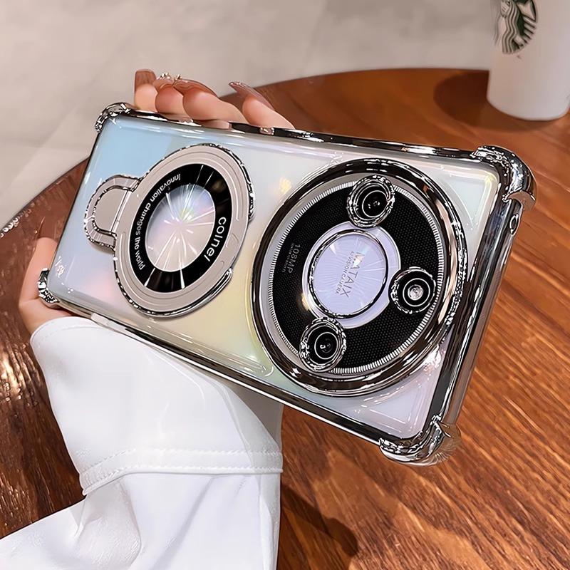 For Honor Magic 7 Lite 6 5 Lite X9C Case Magnetic Holder Luxury Plating Airbag Soft Silicone Transparent Shockproof Back Cover