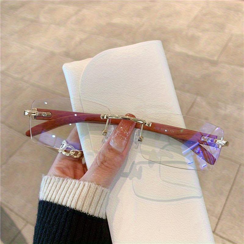 

New Fashionable Sunglasses for Men and Women in Europe and America, Frameless Imitation Wood Grain Leg Sunglasses белый