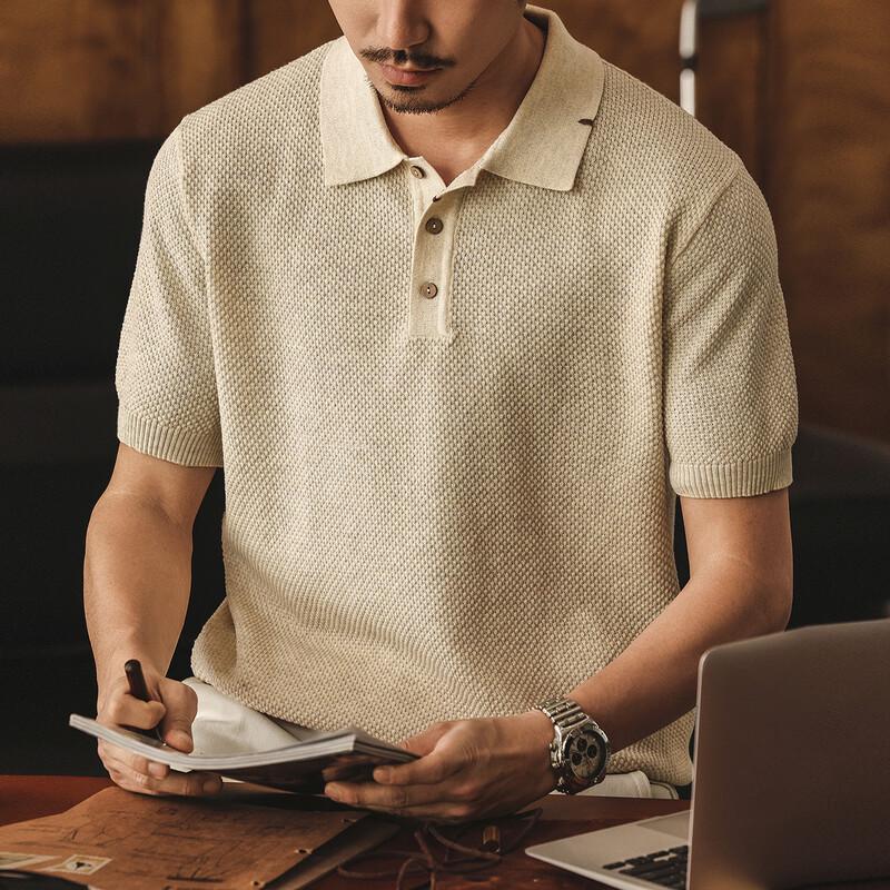 Jie Leinuo Men s Retro Knit Polo Shirt M