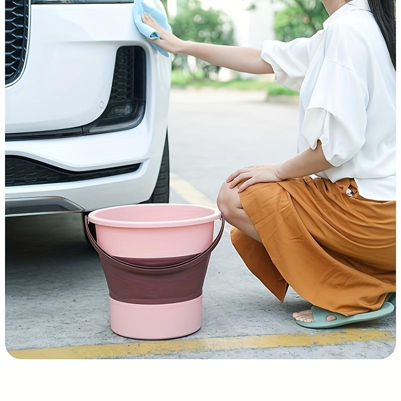 One 5L Folding Bucket for Camping, Fishing, and Travel Portable and Easy To Store Suitable for Car Washing and Cleaning Supplies