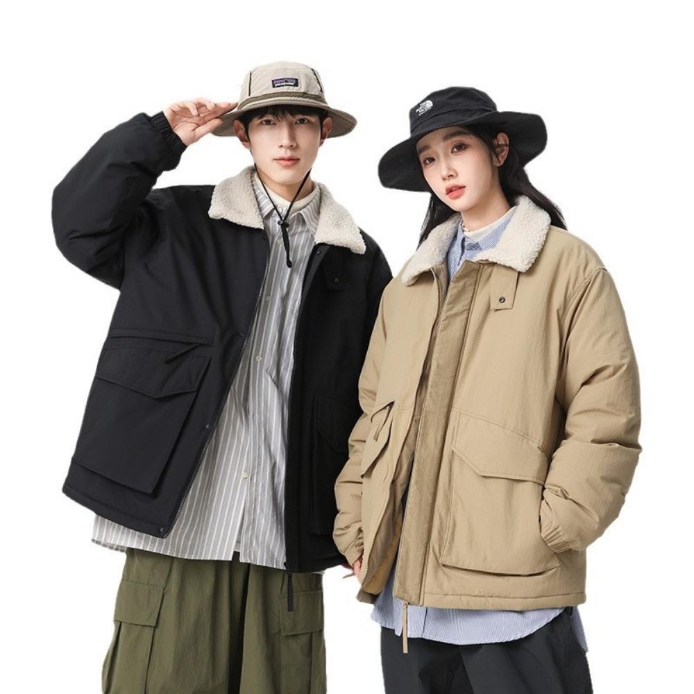 Padded clothes men's trendy brand solid color coat fashion diamond loose handsome autumn and winter cotton clothes