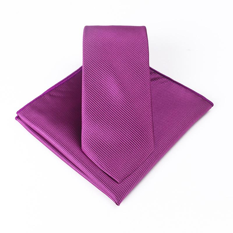 

Woven Polyester Men Tie Set Adjustable Pocket Squares Retro Shirt Necktie Suit Accessories темно-пурпурового кольору