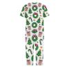 Women's Casual Christmas Print Two-Piece Outfit with Short Sleeve Top and Pants