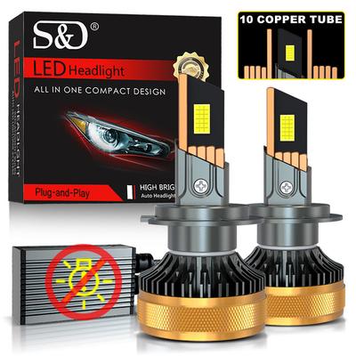 2 szt. Żarówki LED do reflektorów H1 H4 H7 Canbus H8 H11 9005 HB3 9006 HB4 9012 Hir2 Turbo Lampa Samochodowa 140W 60000LM 12V 24V Auto 10 Rur Miedzianych Lampa 6000K