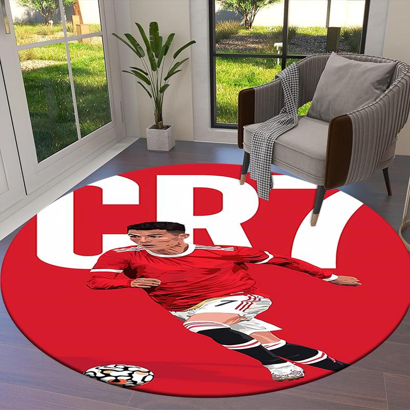 CR7 Round Area Rug,Carpet Rug for Living Room Bedroom Sofa Playroom Decor,Non-slip Floor Mat