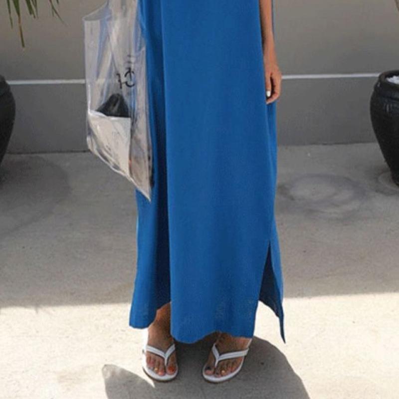 Summer New Turn-down Collar Solid Color Tshirt Dress Women Button Short Sleeve Loose Casual Maxi Dress Ladies Korean Style Robe