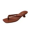 Women's Summer Square-Toe Flip-Flops, Casual Beach Thin-Heel Sandals