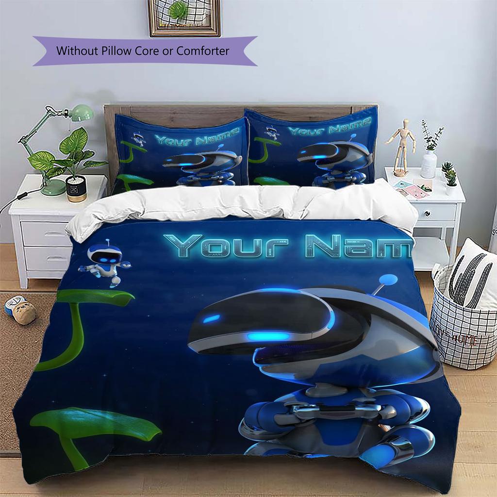 ASTRO BOT Custom Name Pattern Bedding,Quilt Set Quilt Cover Pillowcase Home Birthday Gift(1 * Duvet Cover + 2 * Pillowcase, Without Core)