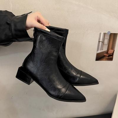 Nuove Scarpe da Donna alla Moda Versatili Scarpe Retro da Donna Stivaletto alla Caviglia Donna Tacco Alto Tacco Grosso Punta Appuntita Elegante Minimalista Stivaletto Corto