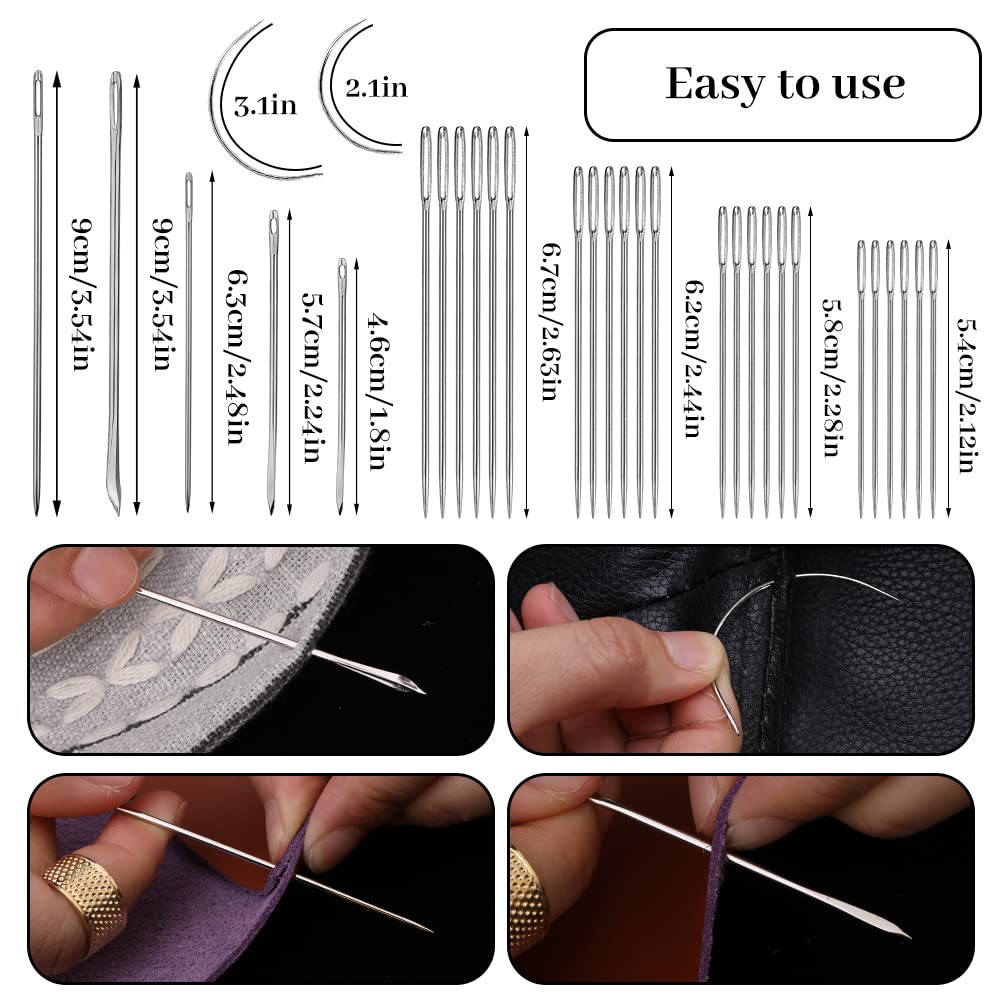 Fenrry 54PCS Leather Sewing Kit Leather Stitching Kit with Awl Sewing Thread Seam Ripper Scissors Leather Tools for Starts