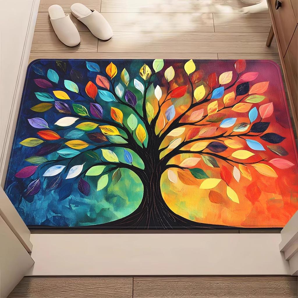 Luxury Gold Tree Floor Mat Vintage Navy Blue Knot Pattern Welcome Doormat for Living Room Balcony Bedroom Entrance Carpet