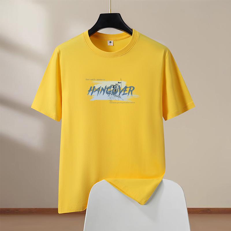 

Мужская хлопковая футболка с коротким рукавом Hangover S-6XL, мужская повседневная футболка с круглым вырезом XXXL жёлтый