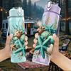 1PC Seashell Coral Ocean Collection 750ml Color Plastic Sports Water Bottle Leakproof Flip Straw Lid Suitable for Sports Office Home Use