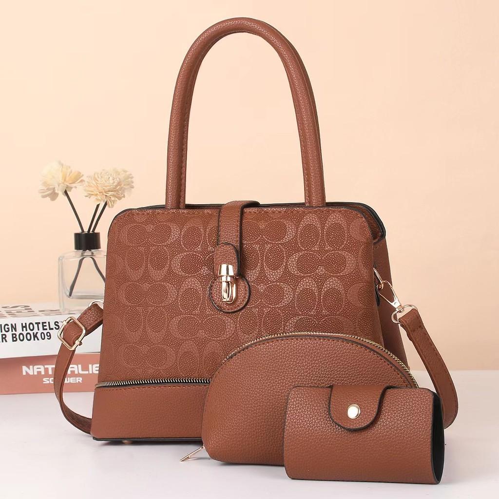 Stylish Three Piece Set Of Versatile Shoulder Handbags With Floral Design For Women