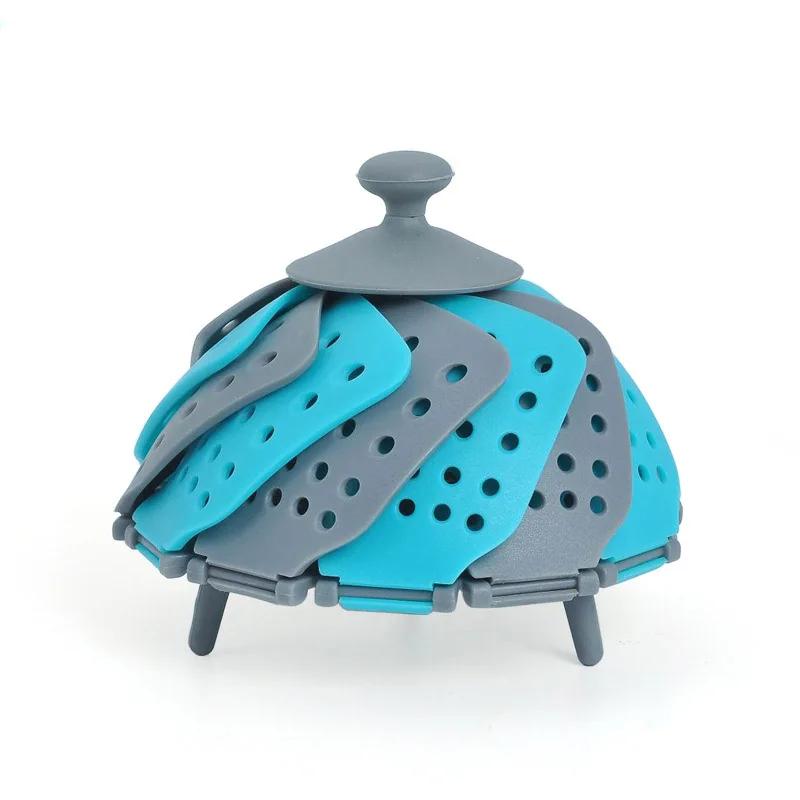 1pc Folding Food Steamer Vegetable and Fruit Food Basket Mesh Silicone Steamer Rack Cooking Utensils Steam Kitchen Accessories