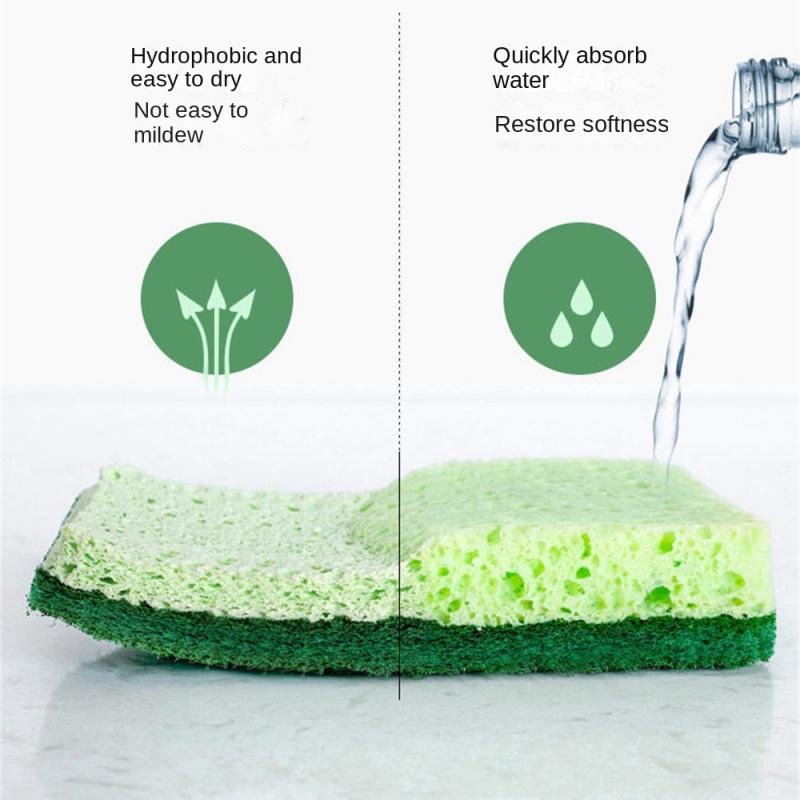 Wood Pulp Dishwashing Sponge Double-Side Pot Dish Cleaning Sponge Absorbing Scouring Pad Household Cleaning Tools