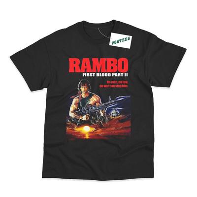 Retro-Filmplakat Inspiriert von Rambo First Blood Teil II DTG-bedrucktes T-Shirt Unisex-T-Shirt