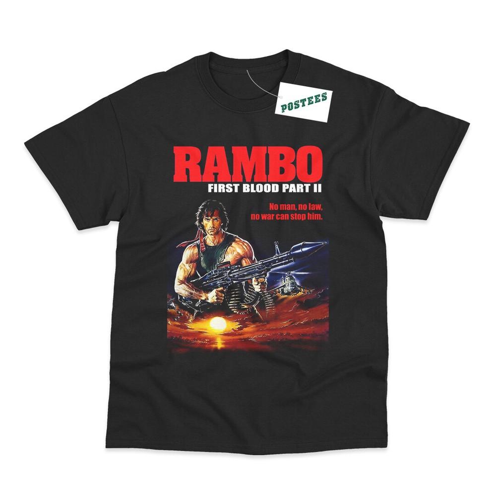 Retro Movie Poster Inspired By Rambo First Blood Part II DTG Printed TShirt Unisex T-Shirt S