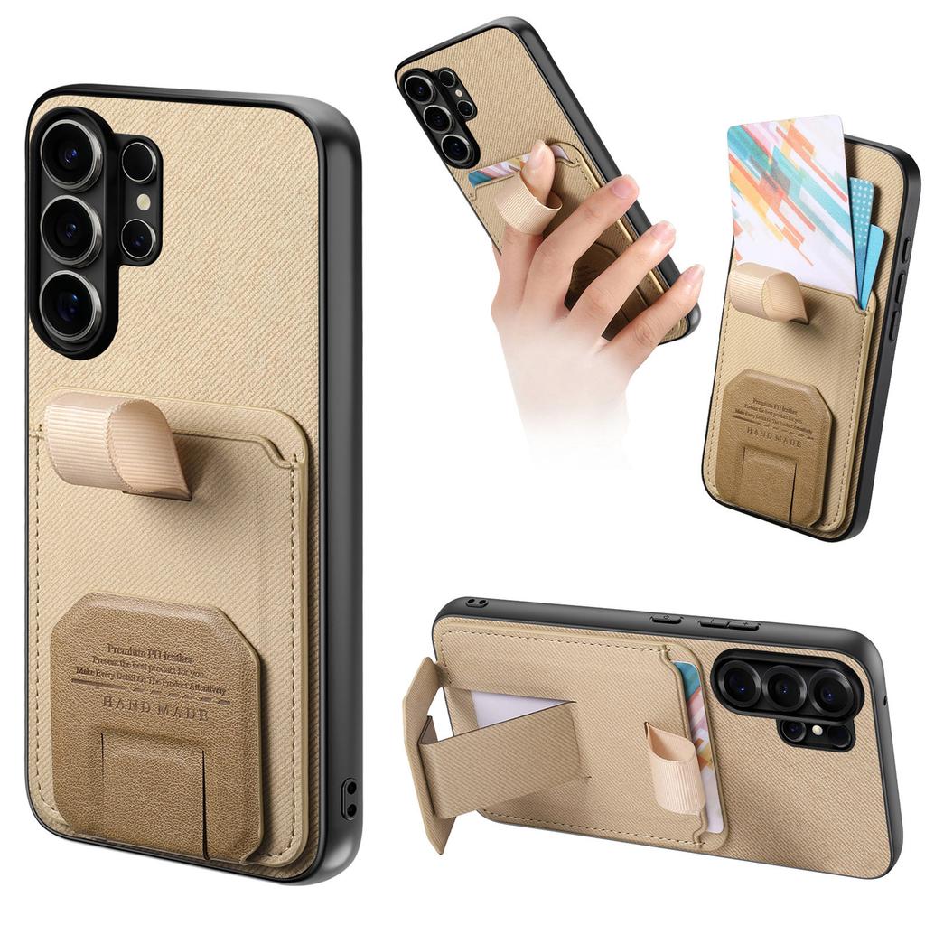 Luxury Wristband Holder Card Slot Phone Case For Samsung S26 Ultra S25 Plus S24 A36 A56 A17 A07 Stand Adjustable Anti Drop Cover