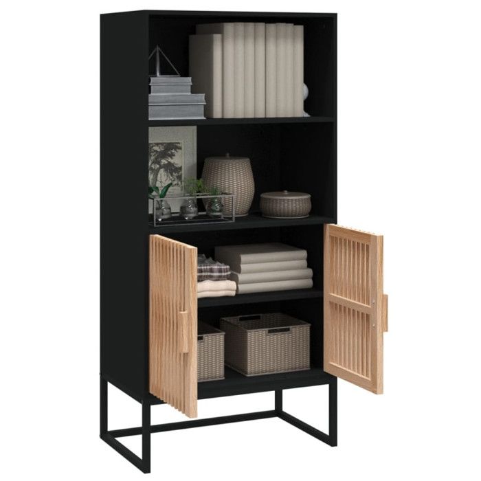 VidaXL Buffet haut noir 60x35x125 cm bois d'ingénierie, buffet, meuble de rangement, placard, armoire, meuble de salon, 352134
