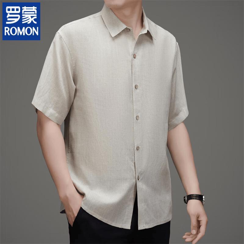 ROMON Men s Linen Short-Sleeve Shirt 2XL