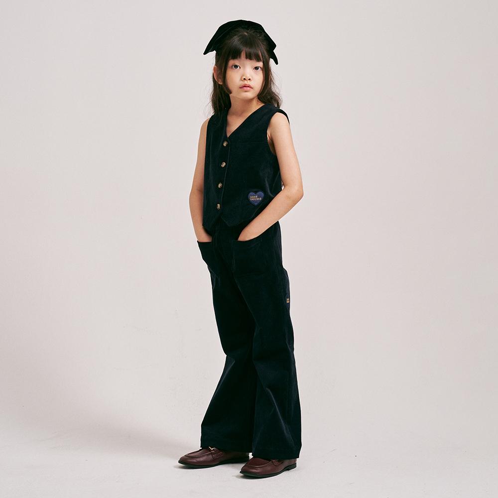[mardimercredi] Kids Corduroy Wide Flare Pants Navy