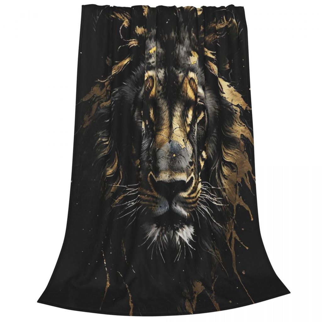 Lion Colourful Painting Blanket Soft Warm Flannel Throw Blanket Bedding for Bed Living room Picnic Travel Home Couch