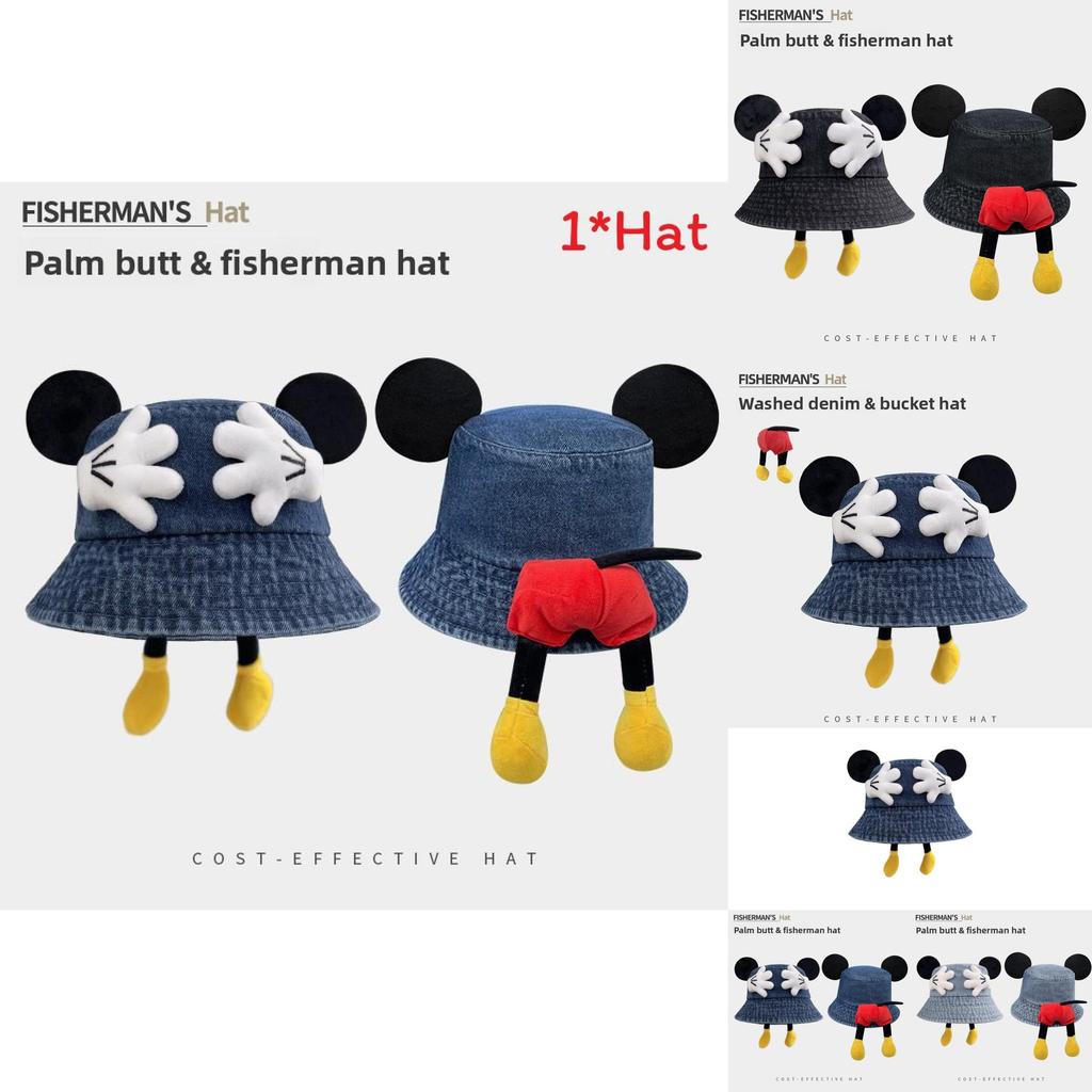 Mickey Maus Denim Fischerhut Mit Atmungsaktivem UV-Schutz Für Sommer-Modeaccessoires
