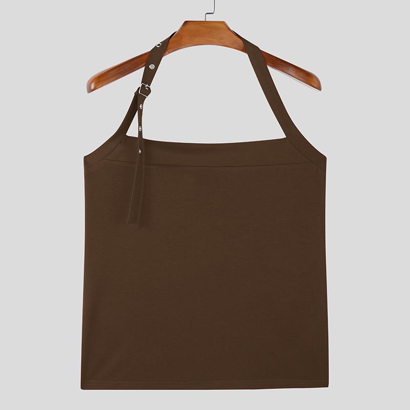 

INCERUN Мужские летние топы-майки без рукавов с халтер-воротом 3XL коричневый