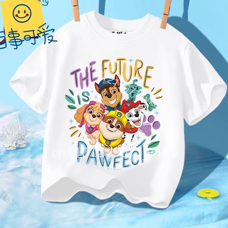 Kids Paw Patrol Cartoon Graphic Baby T Shirt Cotton Casual Short Sleeve Tee Boys and Girls 2026 Summer Toddler Clothing Tops